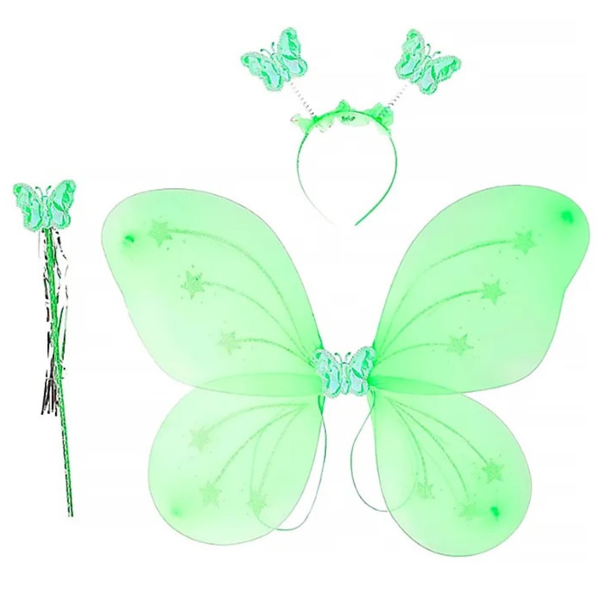 Kit Asa de Borboleta Acessórios Fantasia Carnaval Verde Kit Asa de Borboleta Acessórios Fantasia Carnaval Verde